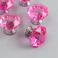 Ручка для шкатулки металл "Кристалл розовый" серебро 2,6х2,6х2,4 см Ручка для шкатулки металл "Кристалл розовый" серебро 2,6х2,6х2,4 см