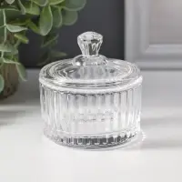 Шкатулка стекло "Полосы и бриллиант" прозрачная 6,5х6,5х7 см