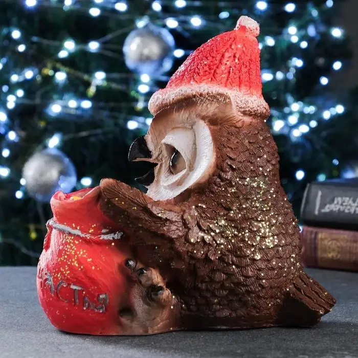 Фигура  Фигура "Сова с мешком "На счастья" с блестками 22см