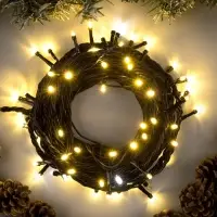 Гирлянда &laquo;Нить&raquo; 10 м, IP44, УМС, тёмная нить, 100 LED, свечение тёплое белое, мерцание белым, 220 В