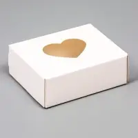 Коробка складная &laquo;Сердца&raquo;, белый, с окном, 10&times;8&times;3.5 см