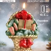 Свеча декоративная &laquo;Рождественский подарок&raquo;, 8&times;10.5&times;10.5 см
