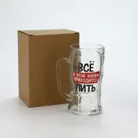 Кружка пивная стеклянная «В этой жизни приходится», 500 мл Кружка пивная стеклянная «В этой жизни приходится», 500 мл