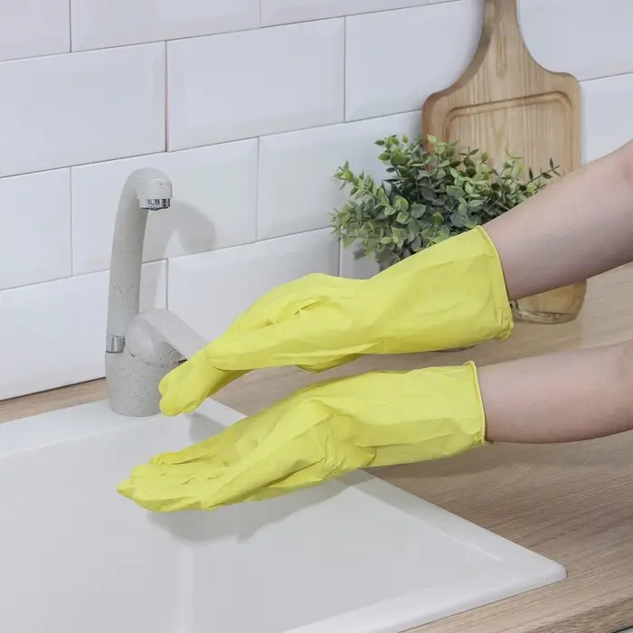 Перчатки хозяйственные Доляна, размер XL, резиновые, цвет МИКС Перчатки хозяйственные Доляна, размер XL, резиновые, цвет МИКС