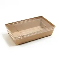 Салатник одноразовый, контейнер с прозрачной крышкой, крафт, 0.8 л, 19&times;13&times;5.5 см