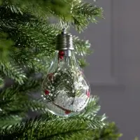 Ёлочный шар &laquo;Ветка ели&raquo;, 5 LED, от батареек, свечение белое