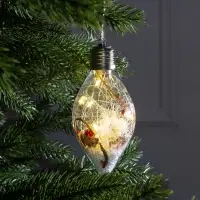 Ёлочный шар &laquo;Снежные нити&raquo;, 5 LED, от батареек, свечение тёплое белое