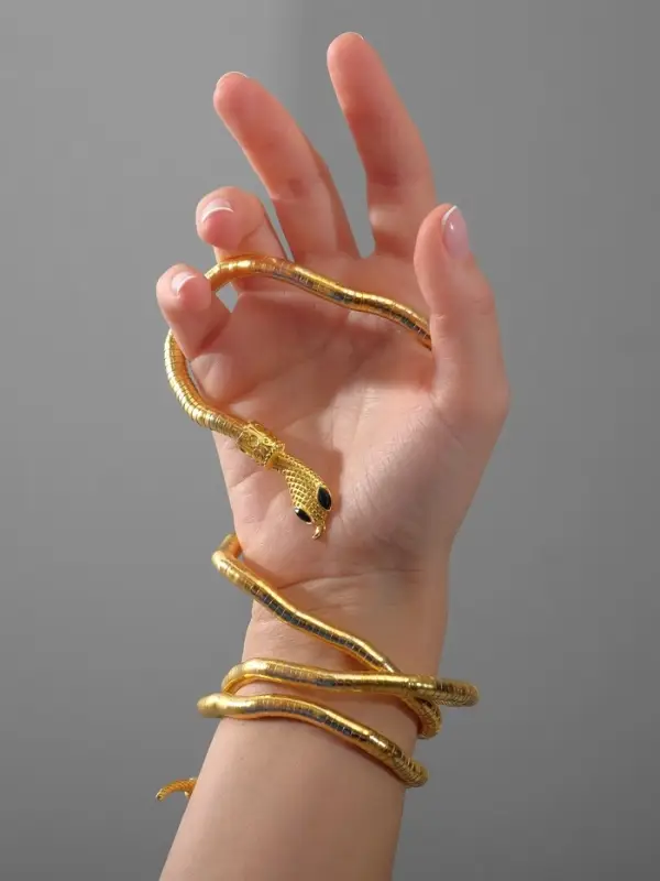 Колье-трансформер &laquo;Змея&raquo;, цвет чернёное золото, 90 см