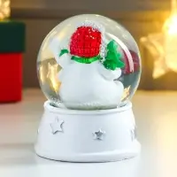 Снежный шар новогодний стеклянный &laquo;Снеговик в шапке-ушанке, с ёлкой&raquo;, d=6.5 см, 8&times;6.5&times;6.5 см