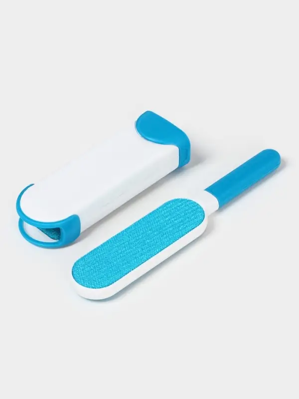 Щётка для удаления шерсти и волос с одежды и мебели с ручкой Доляна, 33&times;7.5&times;5 см, синяя