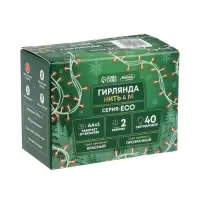 Гирлянда &laquo;Нить&raquo; 4 м, IP20, прозрачная нить, 40 LED, 2 режима, батарейки AAх3 (нет в комплекте), свечение красное