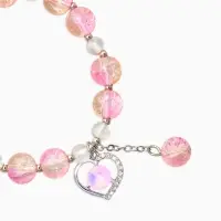 Браслет детский "Выбражулька" сердце с подвеской бусина, цвет розовый в серебре