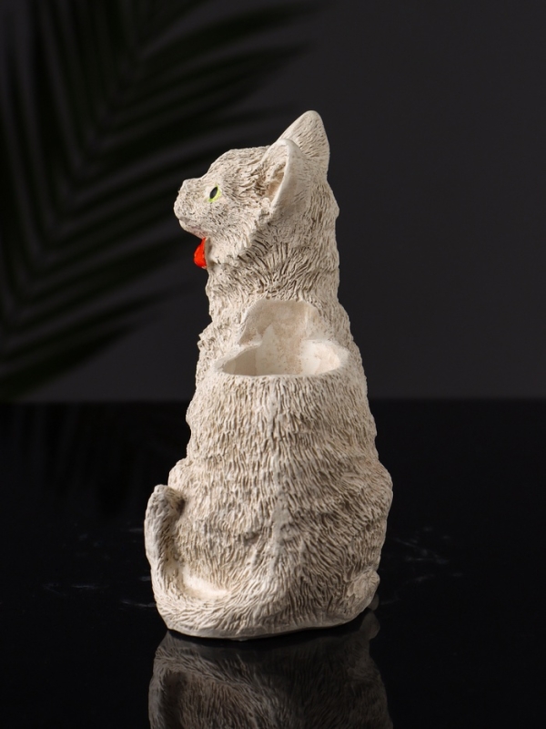 Подставка для мелочей Подставка для мелочей "Кот с бантом" 14х9х7 см, бежевый