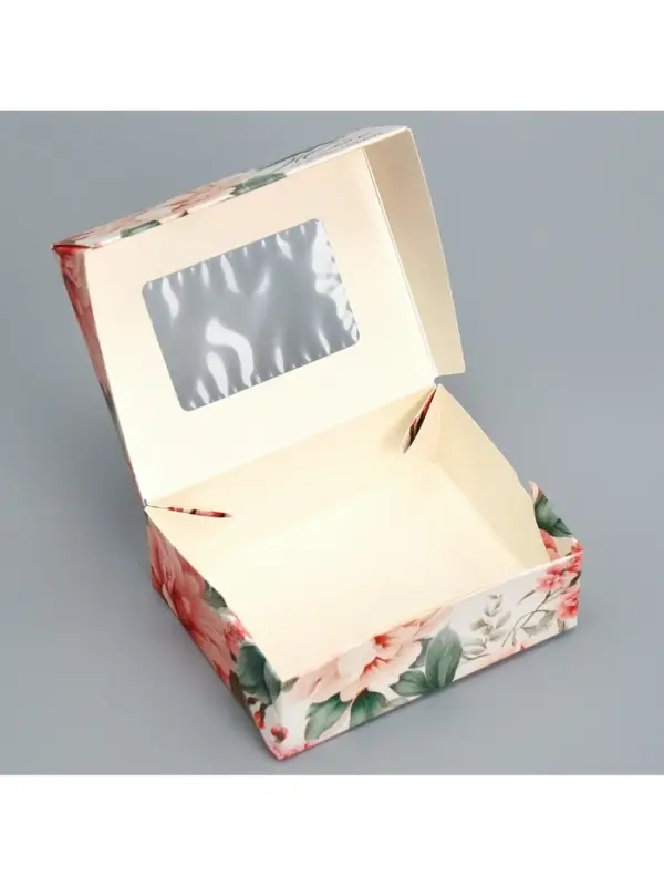 Кондитерская упаковка, коробка с ламинацией &laquo;Цветочный&raquo;, 10&times;8&times;3.5 см