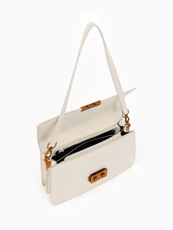 Сумка женская мессенджер TEXTURA на клапане, 26&times;8.5&times;14 см, молочная