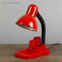 Лампа настольная RISALUX &laquo;Мудрец&raquo;, органайзер, Е27, 40 Вт, красная, 18&times;11.5&times;33 см
