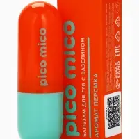 Бальзам для губ с вазелином, аромат: персик, 3.8 г, PICO MICO