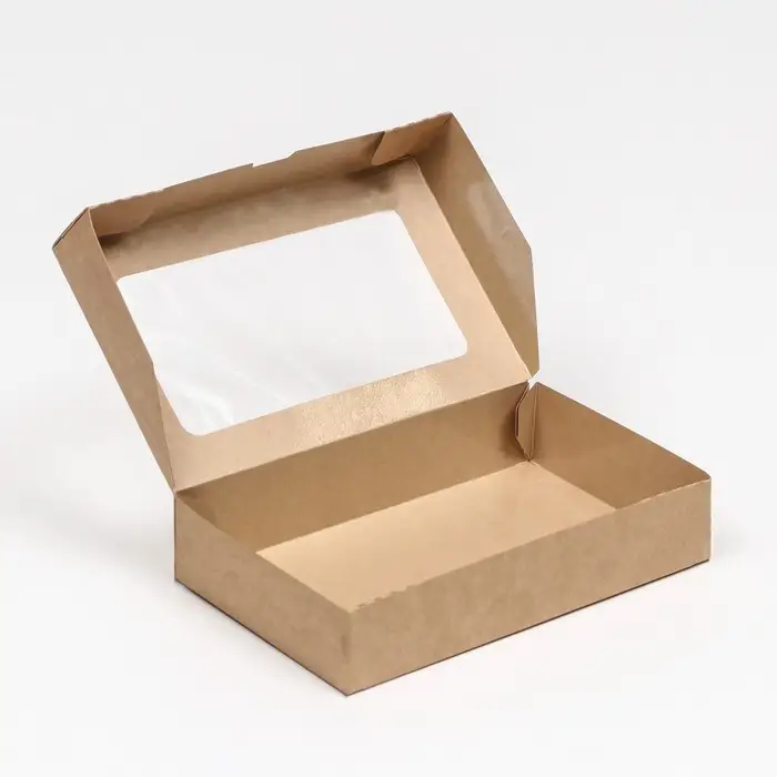 Контейнер навынос, с окном, крафт, МИКС, 20×12×4 см