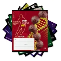 Тетрадь 24 листа в линейку, ErichKrause Sport DNA, обложка мелованный картон, УФ-лак, блок офсет 100% белизна, МИКС