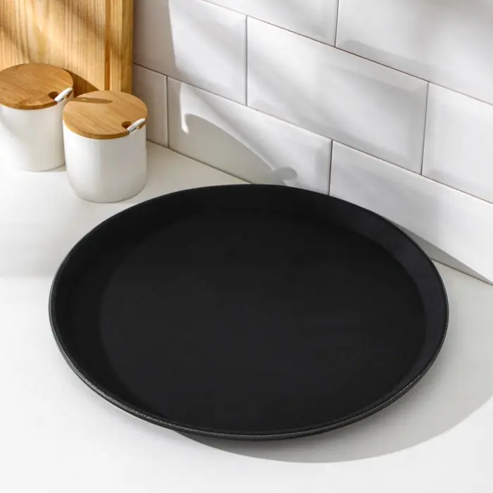 Поднос прорезиненный круглый Hanna Kn&ouml;vell, d=35 см, чёрный