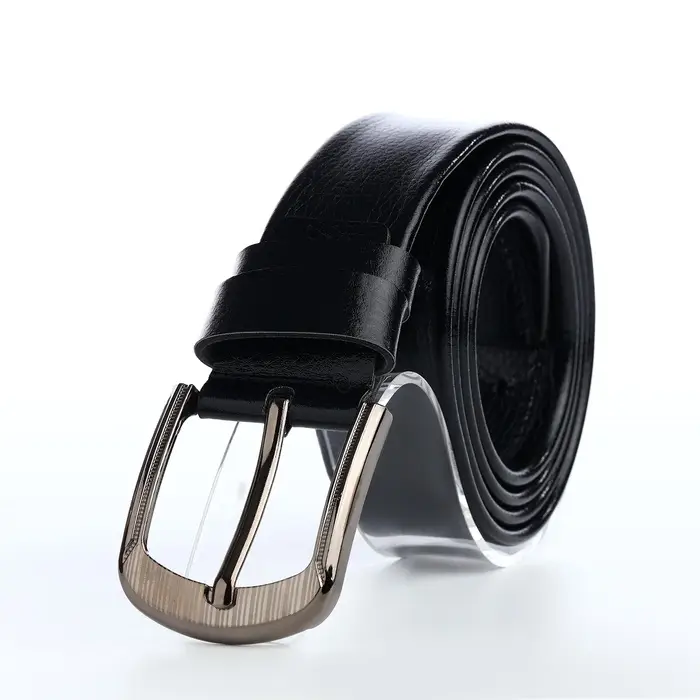 Ремень мужской, ширина 3.8 см, винт, пряжка металл, чёрный