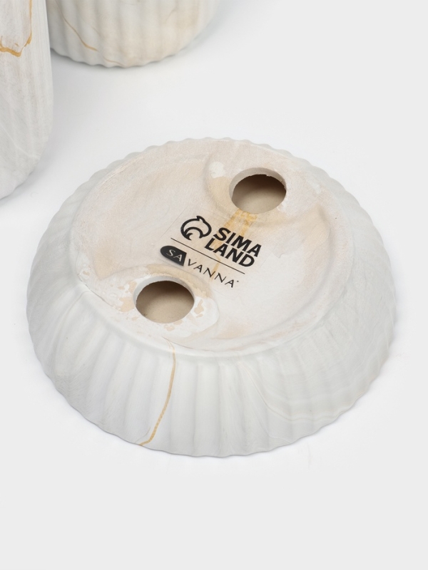 Набор для ванной "Мрамор" 4 предмета (дозатор для мыла, 2 стакана,  мыльница)