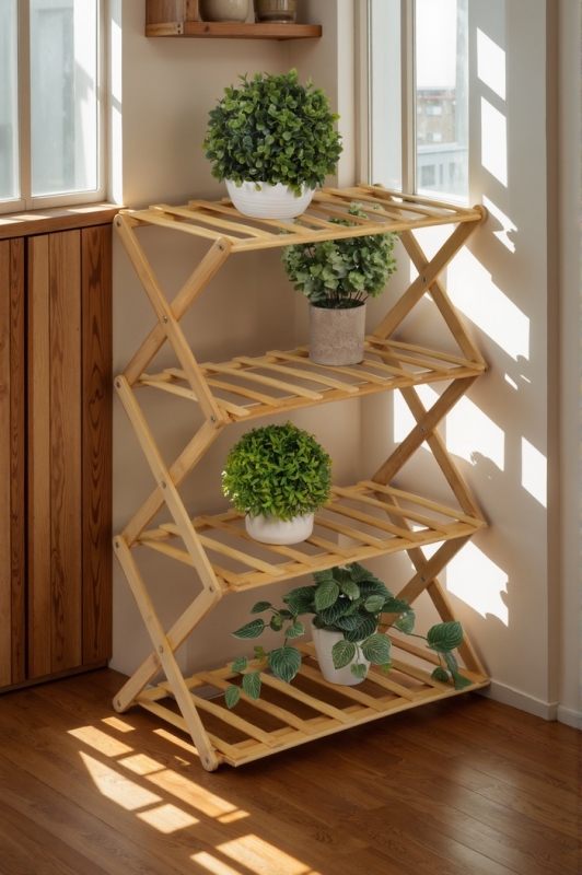 Подставка для цветов Greengo, 4 полки, 50 × 25 × 68 см, напольная, бамбук Подставка для цветов Greengo, 4 полки, 50 × 25 × 68 см, напольная, бамбук