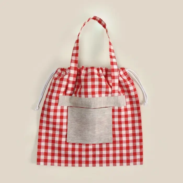 Сумка шоппер SL HOME Red cage, 50&times;50 см, 100% лён, 150 г/м2