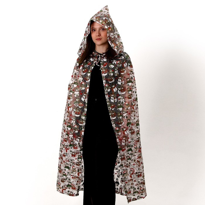 Карнавальный плащ детский «Снеговики», органза, длина 85 см Карнавальный плащ детский «Снеговики», органза, длина 85 см