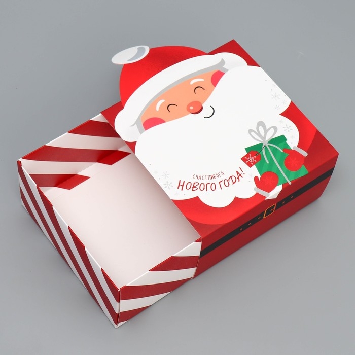 Подарочная коробка новогодняя складная «Дед Мороз», 15 х 15 х 8 см, Новый год Подарочная коробка новогодняя складная «Дед Мороз», 15 х 15 х 8 см, Новый год