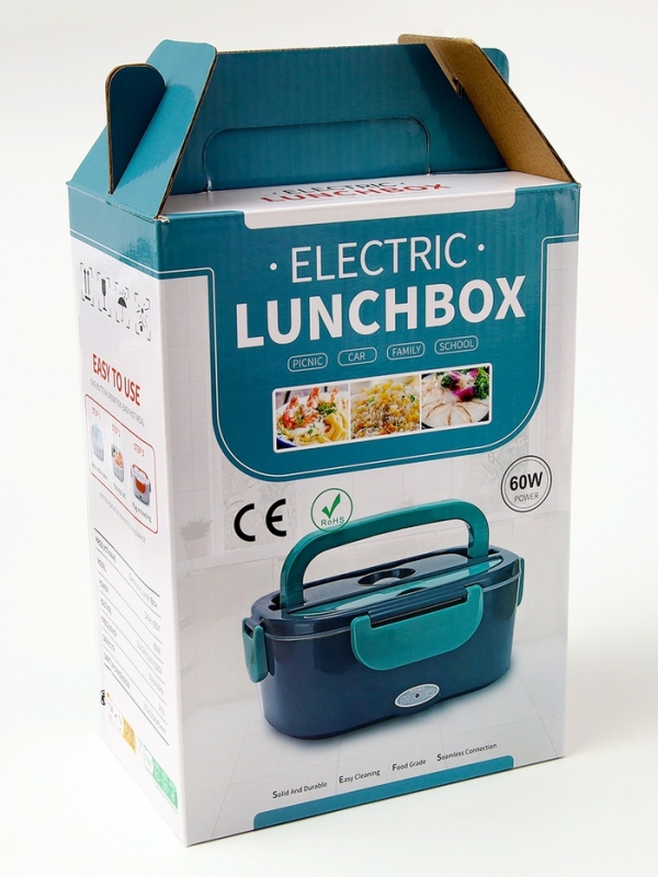 Ланч бокс для еды с подогревом, 1.3 л, 24 х 17 х 10.8 см, с автомобильным прикуривателем