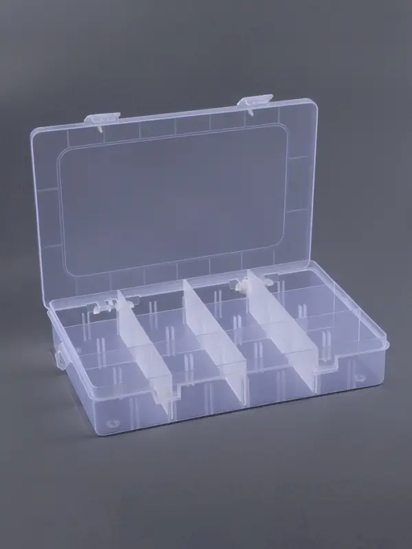 Органайзер для хранения мелочей, передвижные перегородки, 12 секций, 19.5&times;13&times;3.6 см, прозрачный