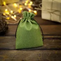 Мешочек подарочный из холщи, зелёный, 10 х 14 см