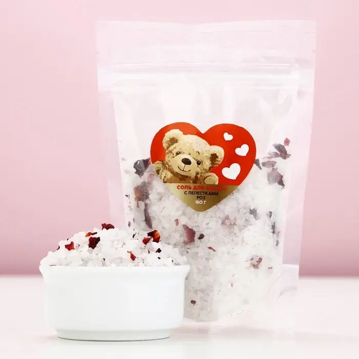 Соль для ванны с лепестками роз, 150 г, Чистое счастье