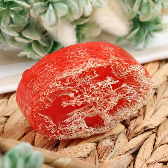 Мыло массажное с люффой Мыло массажное с люффой "Малина/Ежевика" 100 г "Добропаровъ" розовый