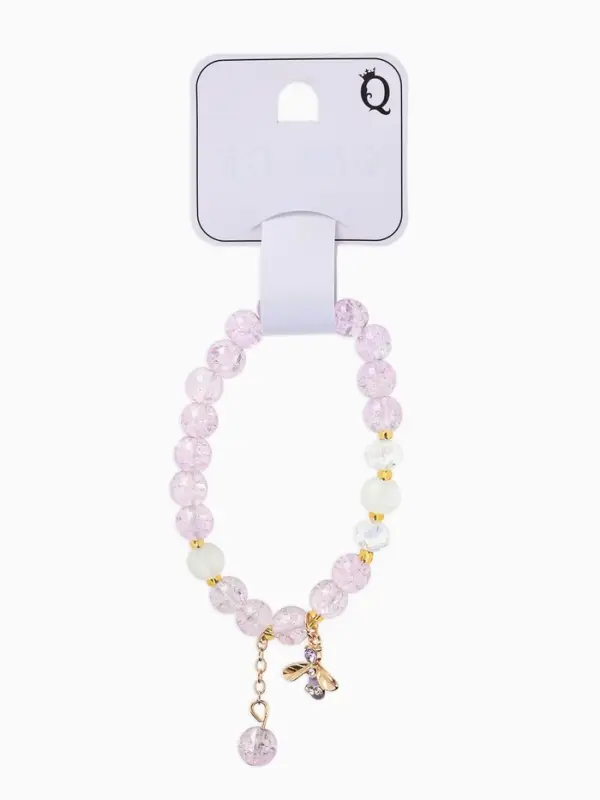 Браслет с подвесками &laquo;Сахарный. Пчёлка&raquo;, d=6 см, шар №8, фиолетовый в золоте