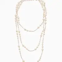 Бусы жемчужные, длинные, d=3.4, 5.6, 8.10, белые в золоте