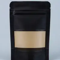 Пакет Zip-lock Крафт с прямоугольным окном, черный,10&times;15&times;3 см