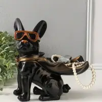 Подставка для мелочей &laquo;Фигурка. Бульдог в плаще&raquo;, полистоун, чёрная, 23&times;20&times;13 см