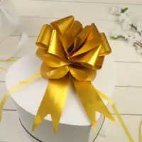 Подарочный бант - шар №4.5 простой, золотой, для упаковки подарков