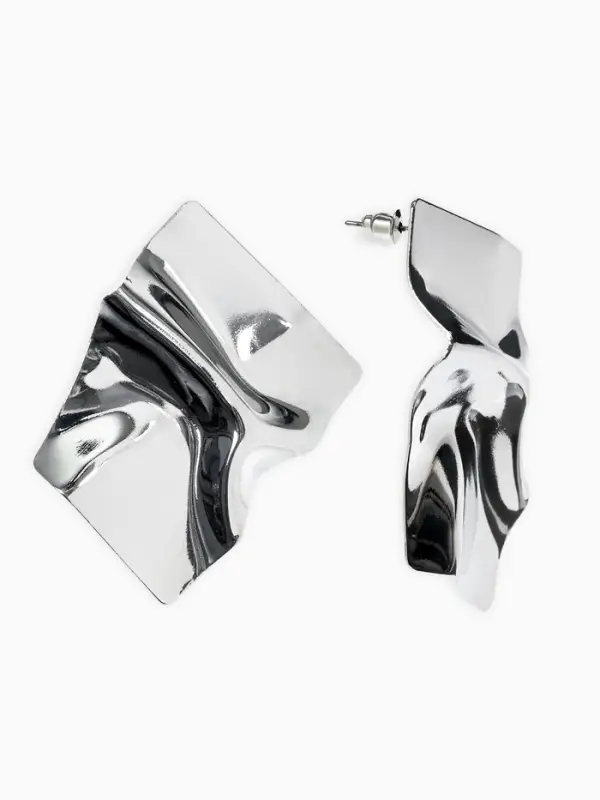 Серьги металл &laquo;Атмосфера&raquo;, ромб мятый, цвет серебро