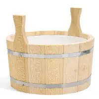 Шайка для бани и сауны &laquo;Русский узор&raquo;, 8 л, деревянная, пластиковая вставка, &laquo;Добропаровъ&raquo;