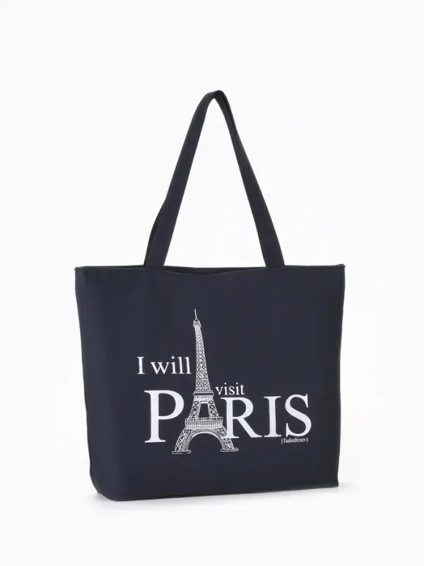 Сумка - шоппер, на молнии, с подкладкой, 42&times;9&times;32 см, с рисунком, чёрная