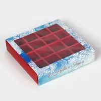 Коробка под 16 конфет новогодняя &laquo;Снегири&raquo;, 17.5&times;17.5&times;3.5 см