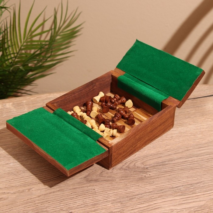 Игра настольная 2в1 (шахматы + бэкгэммон) 15,5х15,5х5 см, дерево шишам Игра настольная 2в1 (шахматы + бэкгэммон) 15,5х15,5х5 см, дерево шишам