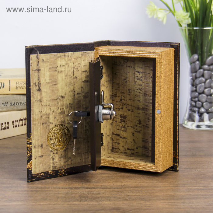 Сейф-книга дерево  Сейф-книга дерево "Ночной Париж в золоте" кожзам 17х11х5 см