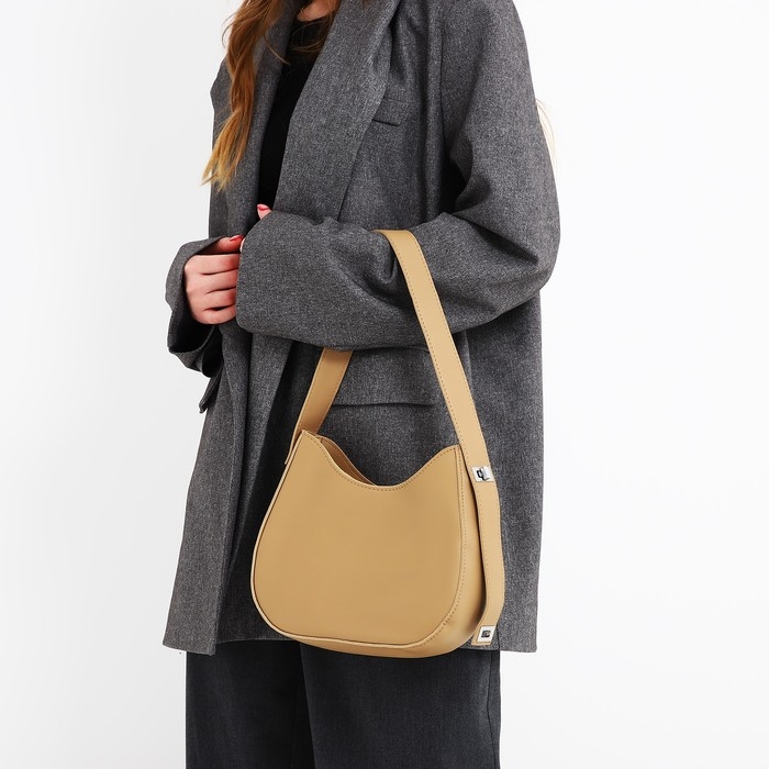 Сумка женская на одно плечо, на молнии, цвет бежевый Сумка женская на одно плечо, на молнии, цвет бежевый