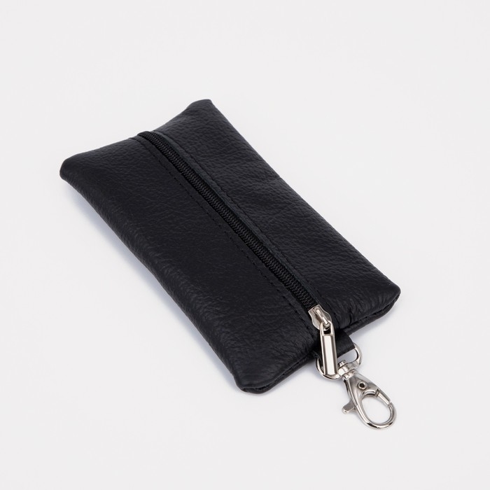 Ключница на молнии, длина 13 см, кольцо, карабин, цвет чёрный Ключница на молнии, длина 13 см, кольцо, карабин, цвет чёрный