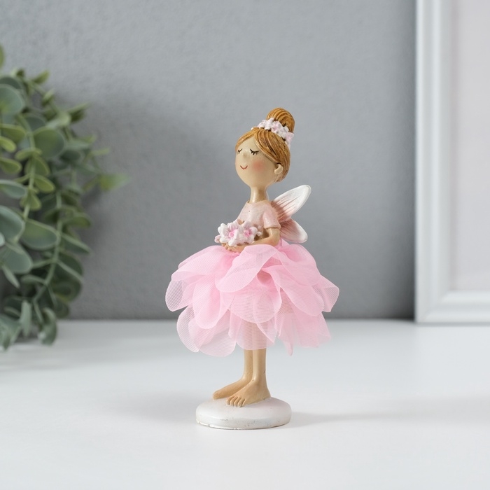 Сувенир полистоун  Сувенир полистоун "Девочка фея в цветочном платье с букетом" МИКС 8х8х13,5 см