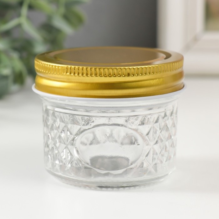 Банка для свечей стекло с крышкой Банка для свечей стекло с крышкой "Ромбы" прозрачная 100 мл 7х7х5,5 см